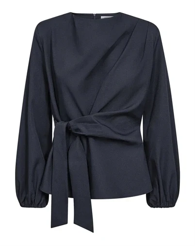 Co'Couture - LunaCC Tie Blouse - Navy
